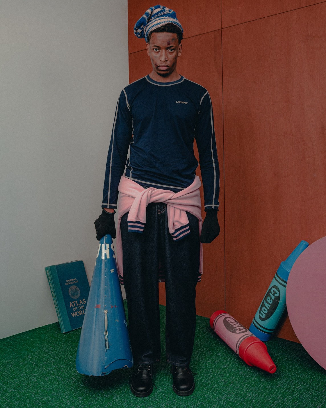 Stitched Sports L/S Tee（Navy）