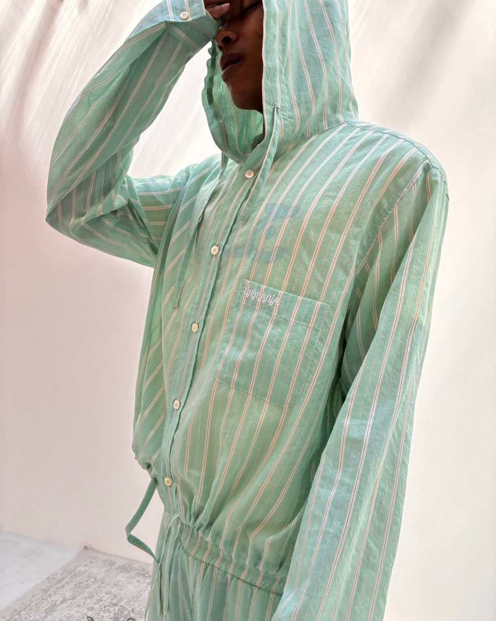 HOODED PAJAMA TOP（Tropical Green）